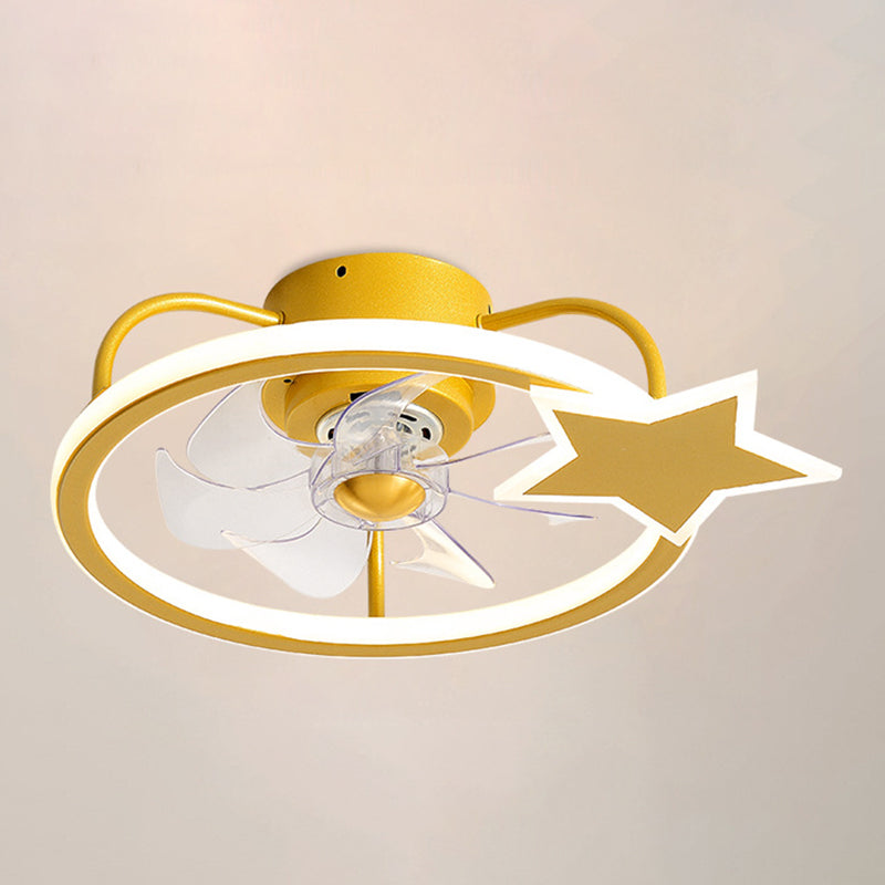 Ventilateur de la LED créatif pour enfants léger les ventilateurs de plafond géométriques de fer laqué avec une teinte acrylique pour la chambre