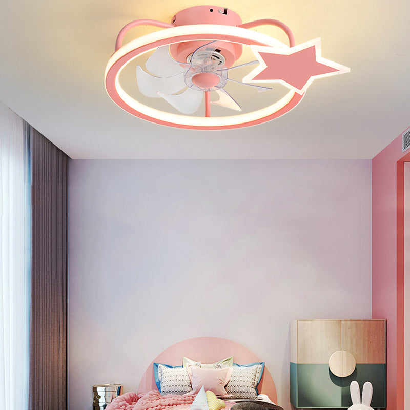 Ventilateur de la LED créatif pour enfants léger les ventilateurs de plafond géométriques de fer laqué avec une teinte acrylique pour la chambre