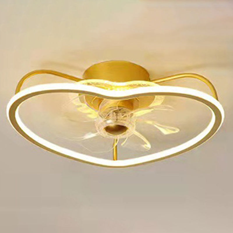 Acrylic Gold LED Ceiling Fans in Kids Creative Style Wrought Iron Ceiling Light for Bedroom