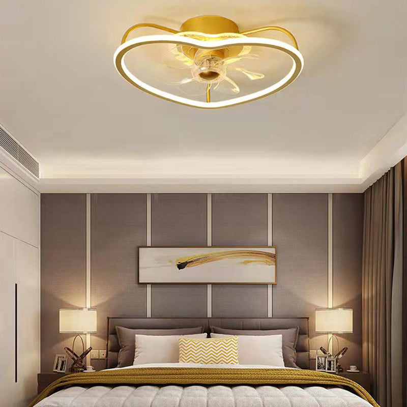 Acrylic Gold LED Ceiling Fans in Kids Creative Style Wrought Iron Ceiling Light for Bedroom