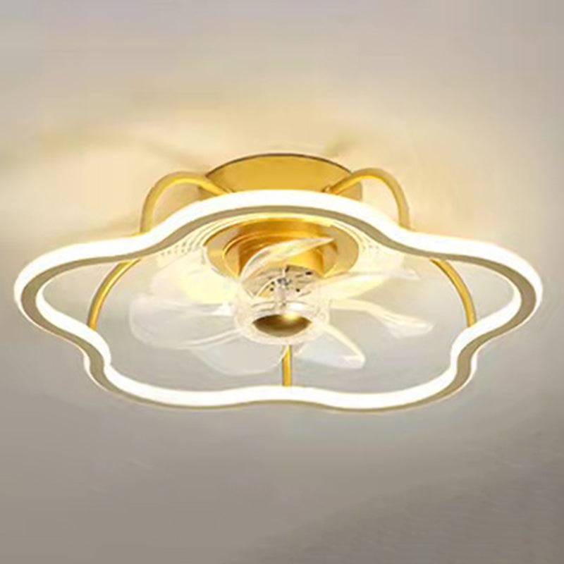 Acrylic Gold LED Ceiling Fans in Kids Creative Style Wrought Iron Ceiling Light for Bedroom