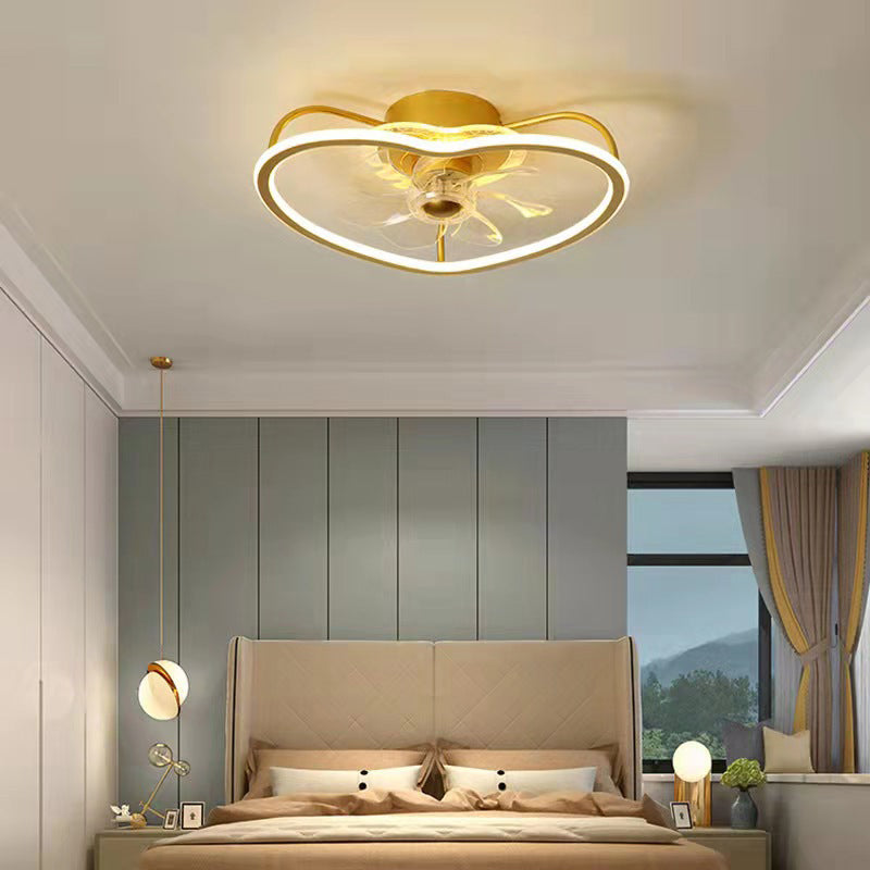 Acrylic Gold LED Ceiling Fans in Kids Creative Style Wrought Iron Ceiling Light for Bedroom