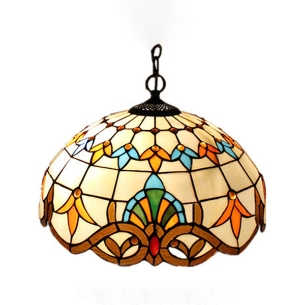 Stained Glass Butterfly Pendant Lamp 5 Lights Tiffany Style Chandelier for Restaurant