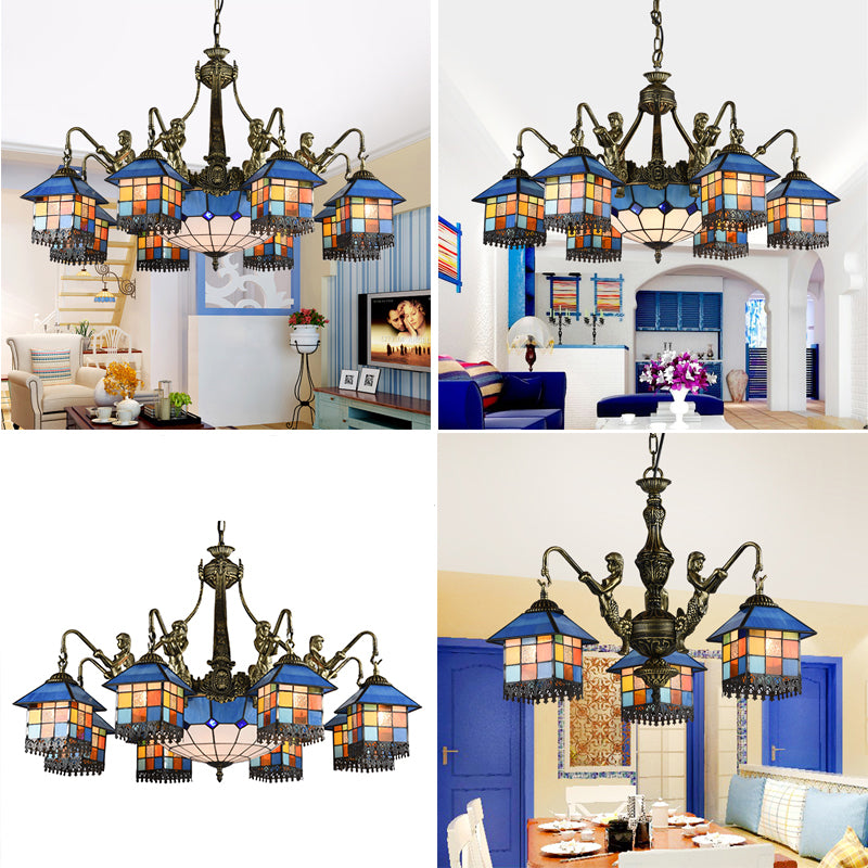 Tiffany Style Chandelier 3/5/9/11 Lights Stained Glass Hanging Light for Living Room