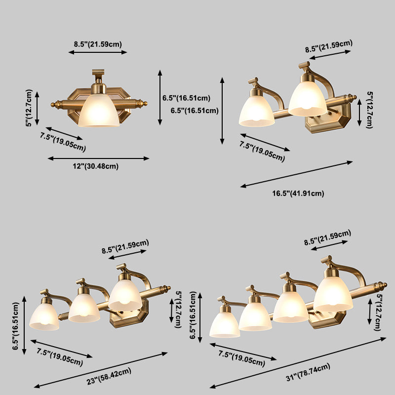 Moderne Wandleuchte Bronze konische Leuchtenleuchte mit Glasschatten