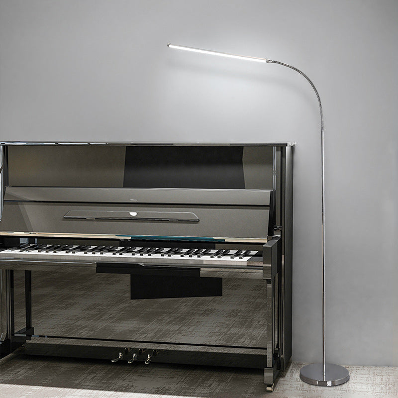 Zilver flexibele zwanenhals vloerlamp Minimalistische metalen LED lineaire piano licht staande lamp