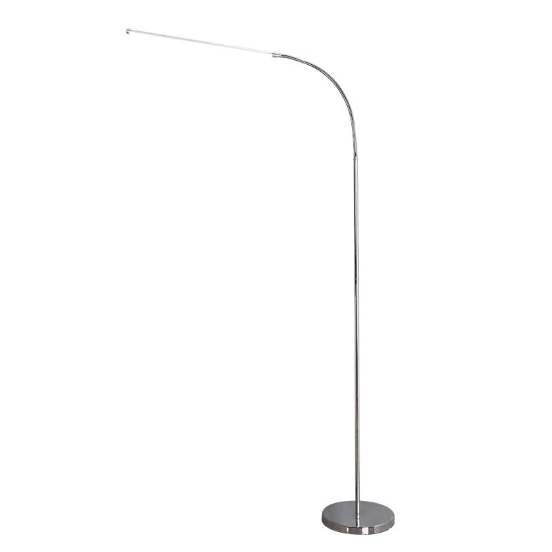 Silver Flexible Gooseneck Floor Lamp Minimalist Metal LED Linear Piano Light Standing Lamp