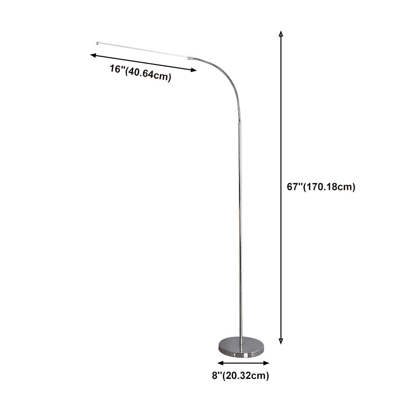 Lampada da pavimento a coccola flessibile d'argento Lampada in metallo minimalista LED lineare Light Standing Lampada