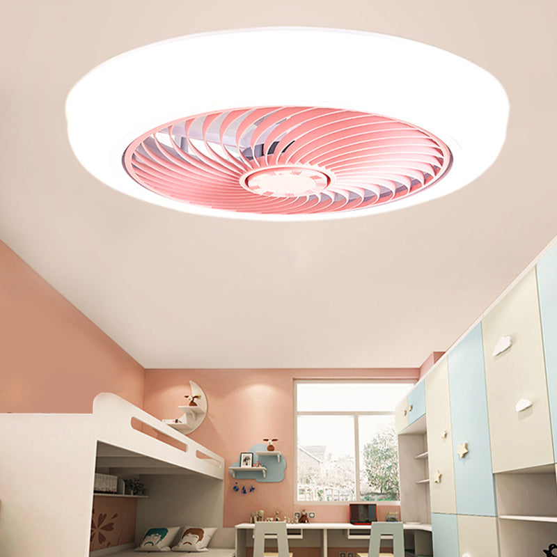 Lámpara de ventilador de techo de montaje de macarrón LED redondeo con luz con sombra acrílica