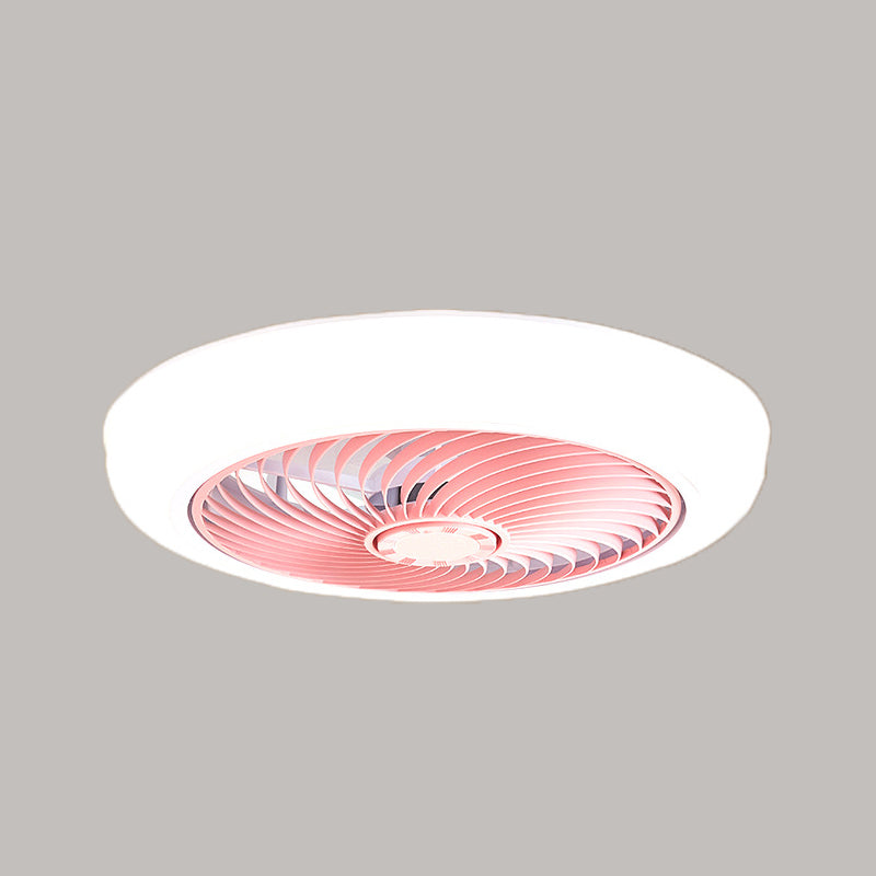 Macaron Flush Mount Ceiling Fan Lamp Round LED Semi Flush Light with Acrylic Shade