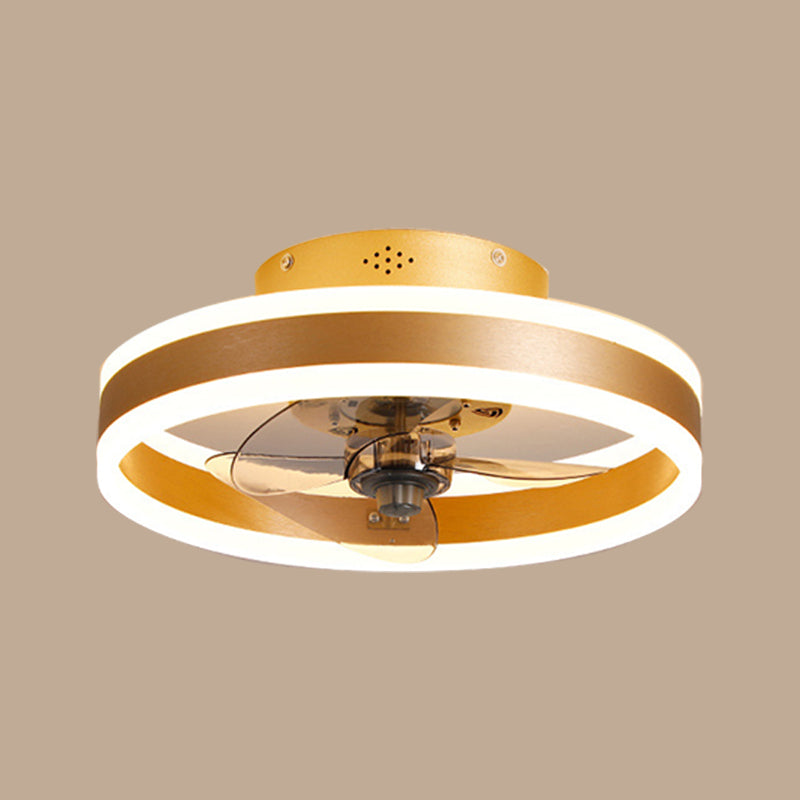 Circular Flush Mount LED Fan Light Minimalist Acrylic Bedroom Dining Room Semi Flush Light