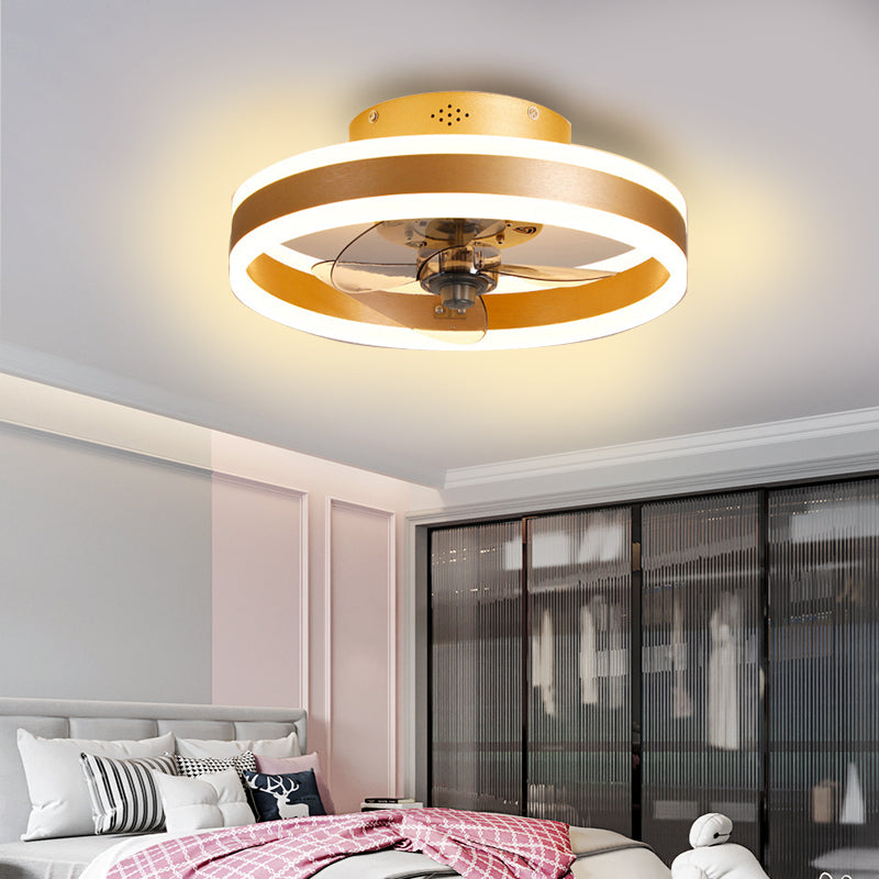 Circular Flush Mount LED Fan Light Minimalist Acrylic Bedroom Dining Room Semi Flush Light