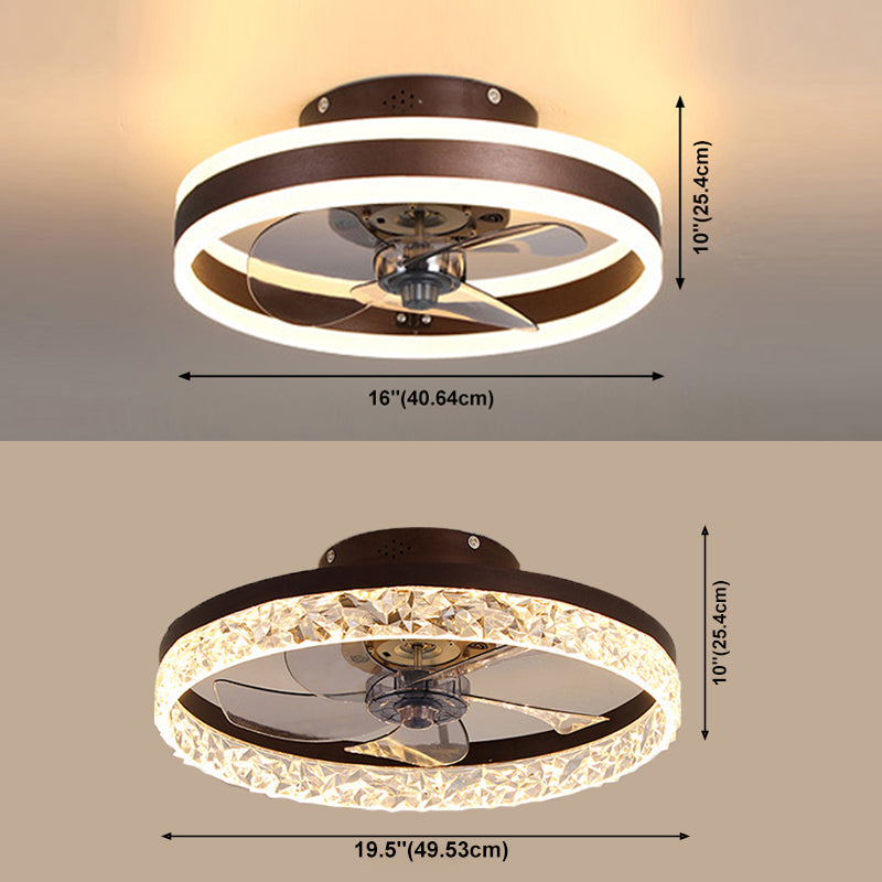 Circular Flush Mount LED Fan Light Minimalist Acrylic Bedroom Dining Room Semi Flush Light