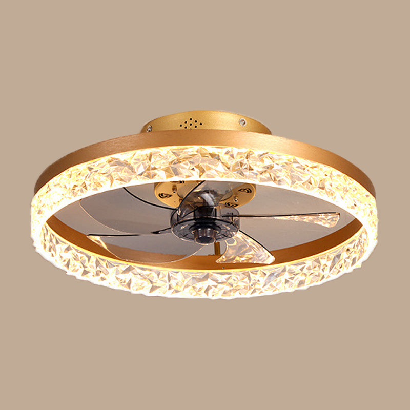 Circular Flush Mount LED Fan Light Minimalist Acrylic Bedroom Dining Room Semi Flush Light