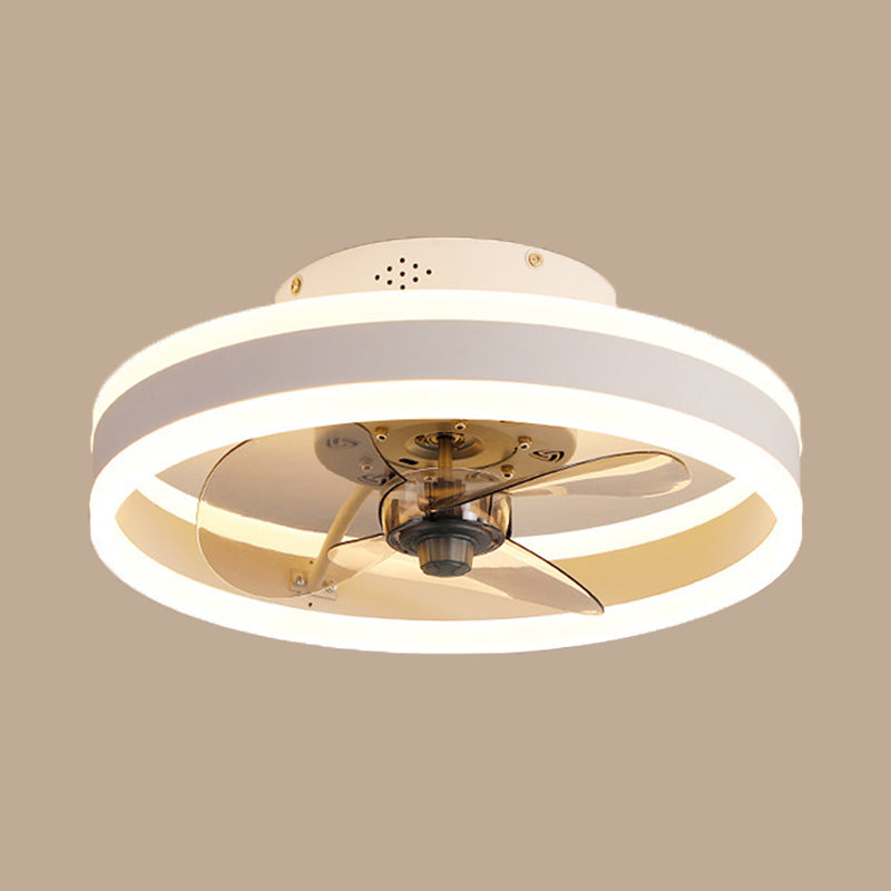 Circular Flush Mount LED Fan Light Minimalist Acrylic Bedroom Dining Room Semi Flush Light