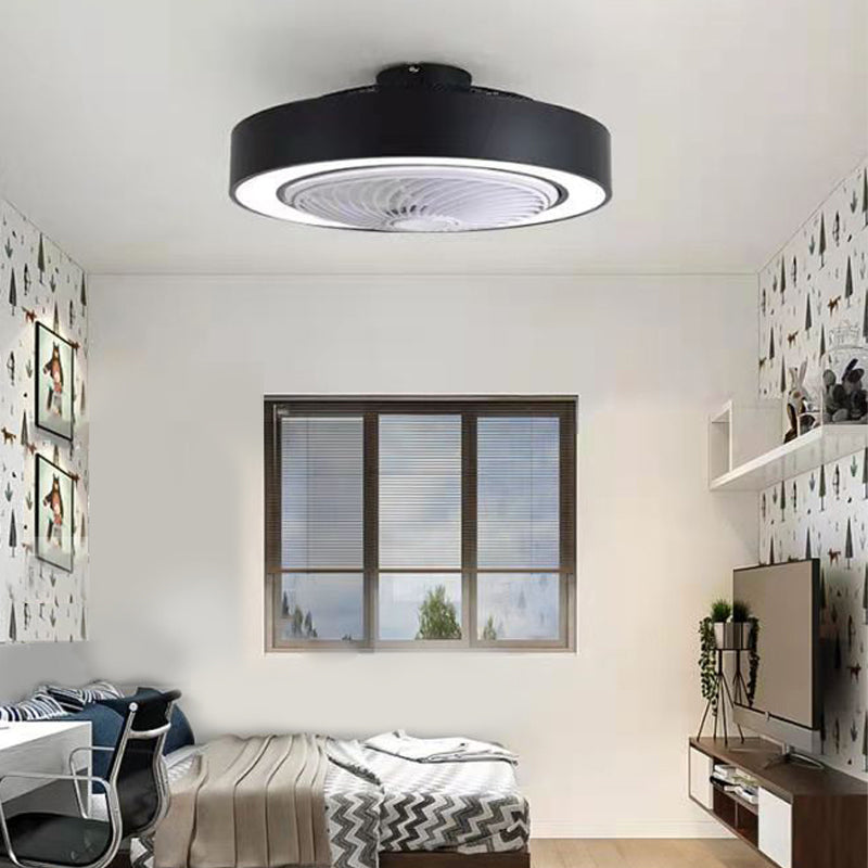 Drum Shaped Dining Room Fan Light Acrylic Macaron Style LED Semi Flush Mount Ceiling Fixture