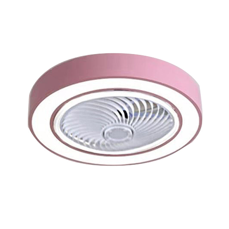 Drum Shaped Dining Room Fan Light Acrylic Macaron Style LED Semi Flush Mount Ceiling Fixture