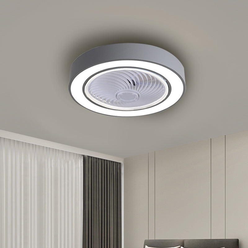 Drum Shaped Dining Room Fan Light Acrylic Macaron Style LED Semi Flush Mount Ceiling Fixture