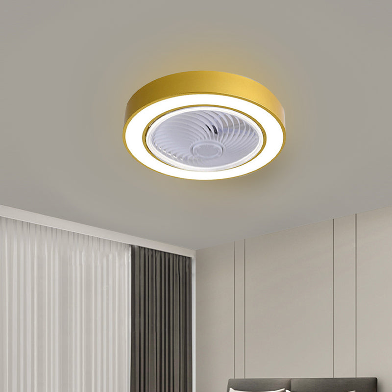 Drum Shaped Dining Room Fan Light Acrylic Macaron Style LED Semi Flush Mount Ceiling Fixture