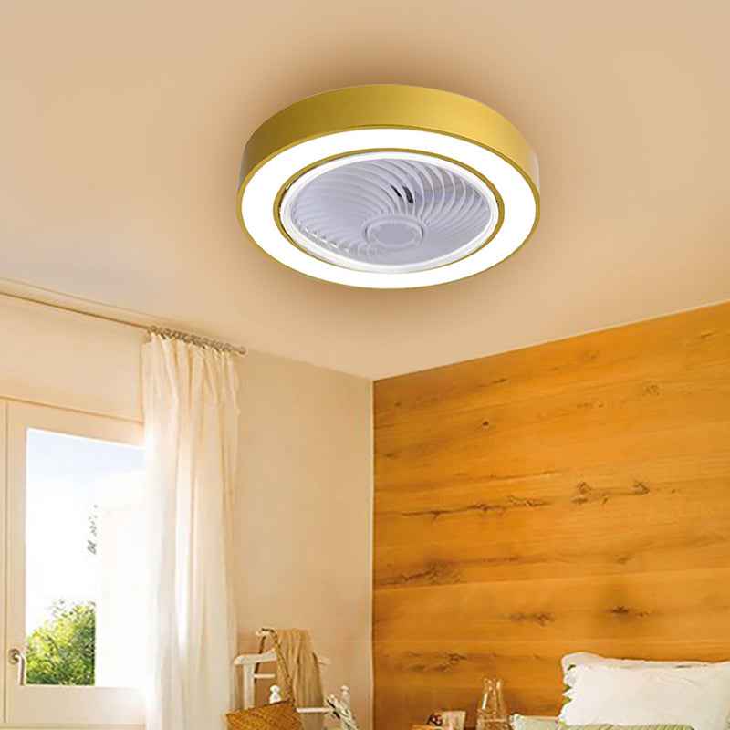 Drum Shaped Dining Room Fan Light Acrylic Macaron Style LED Semi Flush Mount Ceiling Fixture