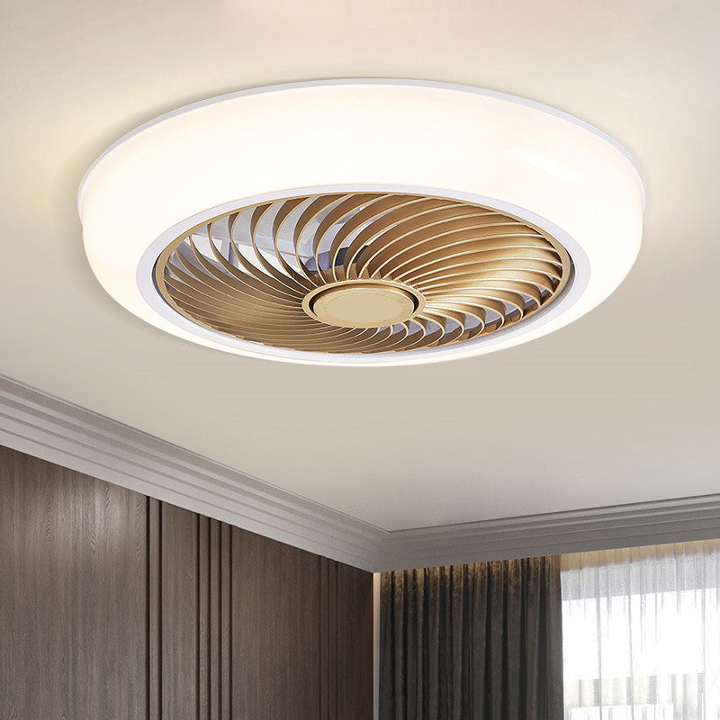 Round Fan Flush Mount Light Modern Acrylic Bedroom LED Wind Machine Semi Flush Light