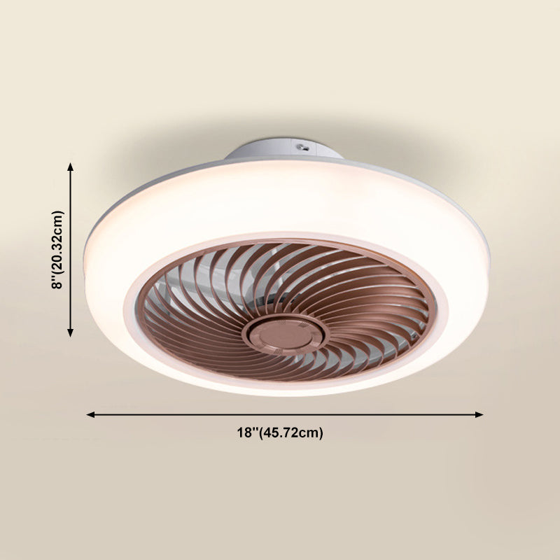 Round Fan Flush Mount Light Modern Acrylic Bedroom LED Wind Machine Semi Flush Light