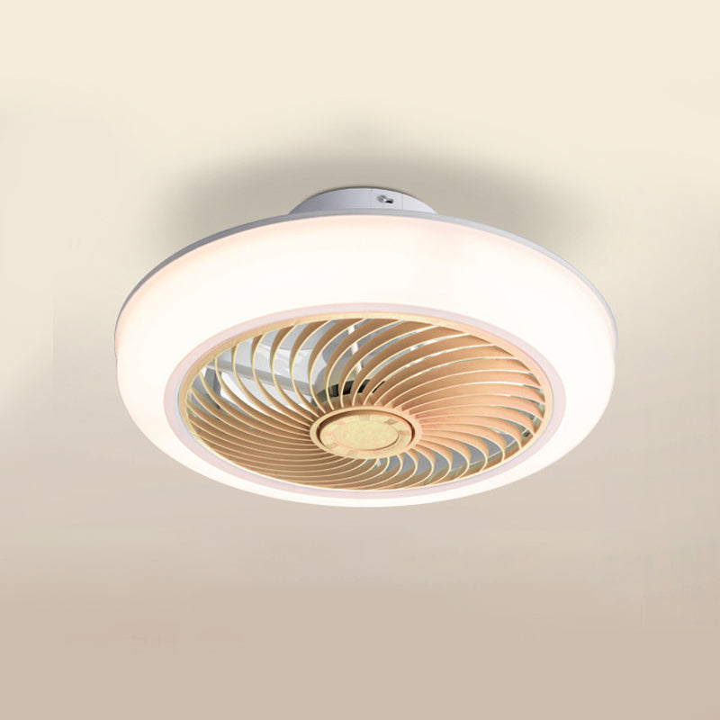 Round Fan Flush Mount Light Modern Acrylic Bedroom LED Wind Machine Semi Flush Light