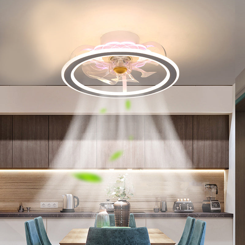 Hoop Shaped Dining Room Fan Lighting Acrylic LED Minimalist Semi Flush Mounted Ceiling Light