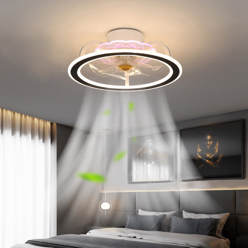 Hoop Shaped Dining Room Fan Lighting Acrylic LED Minimalist Semi Flush Mounted Ceiling Light