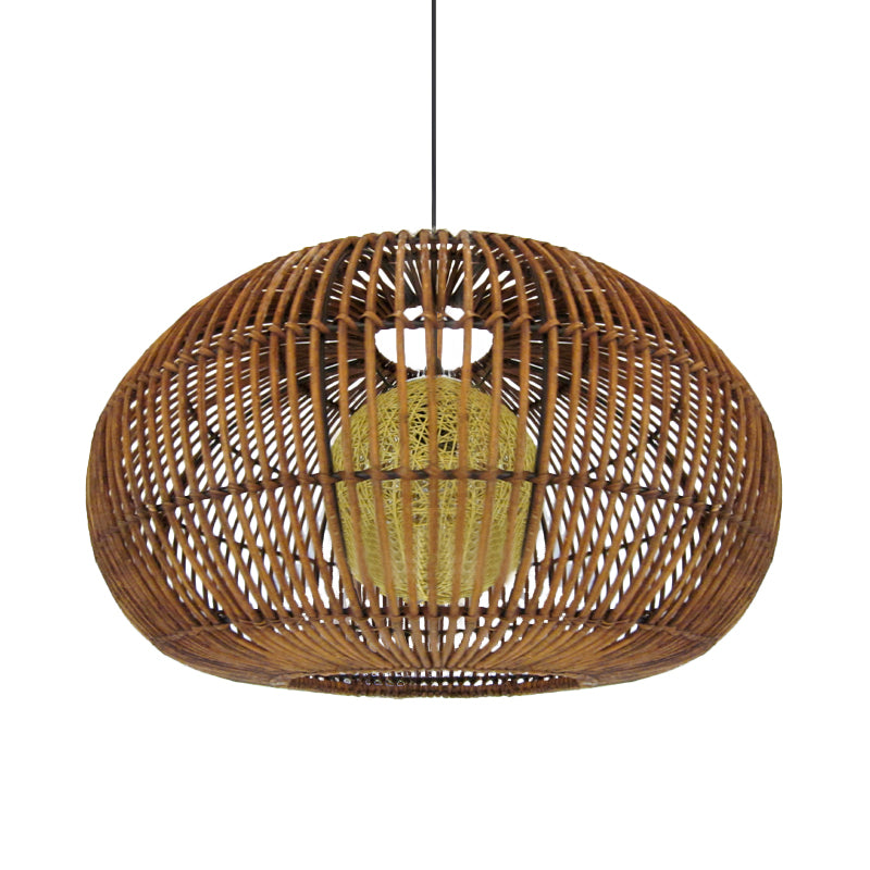 1 Head Restaurant Pendant Lamp Asia Coffee Hanging Lightture avec lanterne Rattan Shade