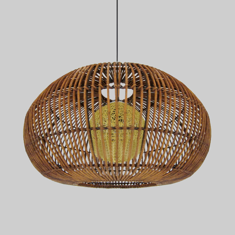 1 Head Restaurant Pendant Lamp Asia Coffee Hanging Lightture avec lanterne Rattan Shade