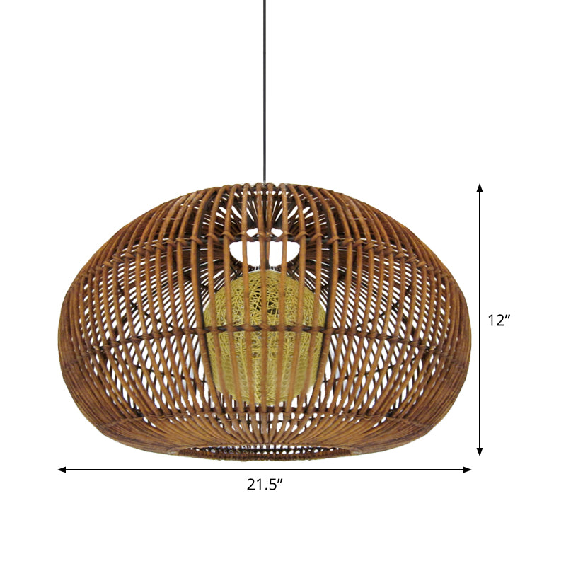 1 Head Restaurant Pendant Lamp Asia Coffee Hanging Lightture avec lanterne Rattan Shade