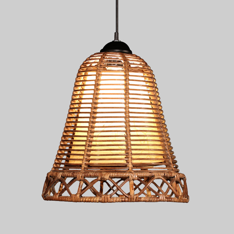 Tromba giapponese Lighting Lighting Bamboo 1 lampada a sospensione del soffitto in kaki