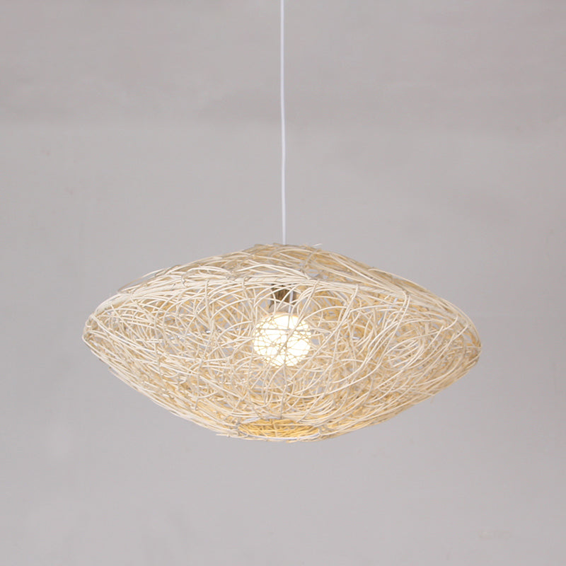 1 casa da tè a testa leggera sospesa asiatica a sospensione Black/Bianco Apparecchio di illuminazione con tonalità di rattan lanterna