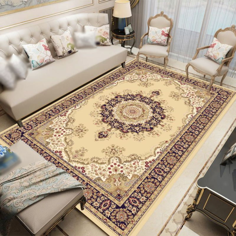 Beige Vintage Rug Polyester Graphic Indoor Rug Non-Slip Backing Rug for Living Room