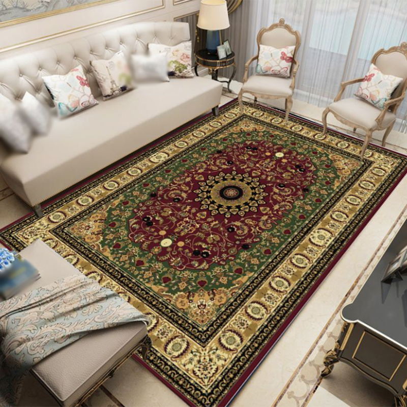 Beige Vintage Rug Polyester Graphic Indoor Rug Non-Slip Backing Rug for Living Room