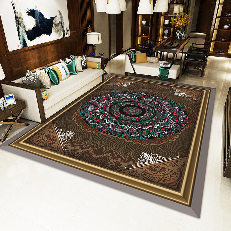 Tadre de salon traditionnel Tapis antique motif en polyester tapis résistant des taches