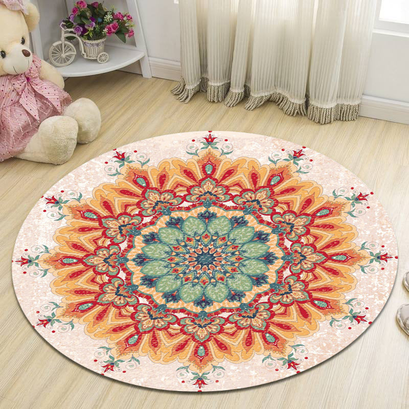 Tapis graphique en polyester orange Vinatge Rapis de support sans glissement pour le salon