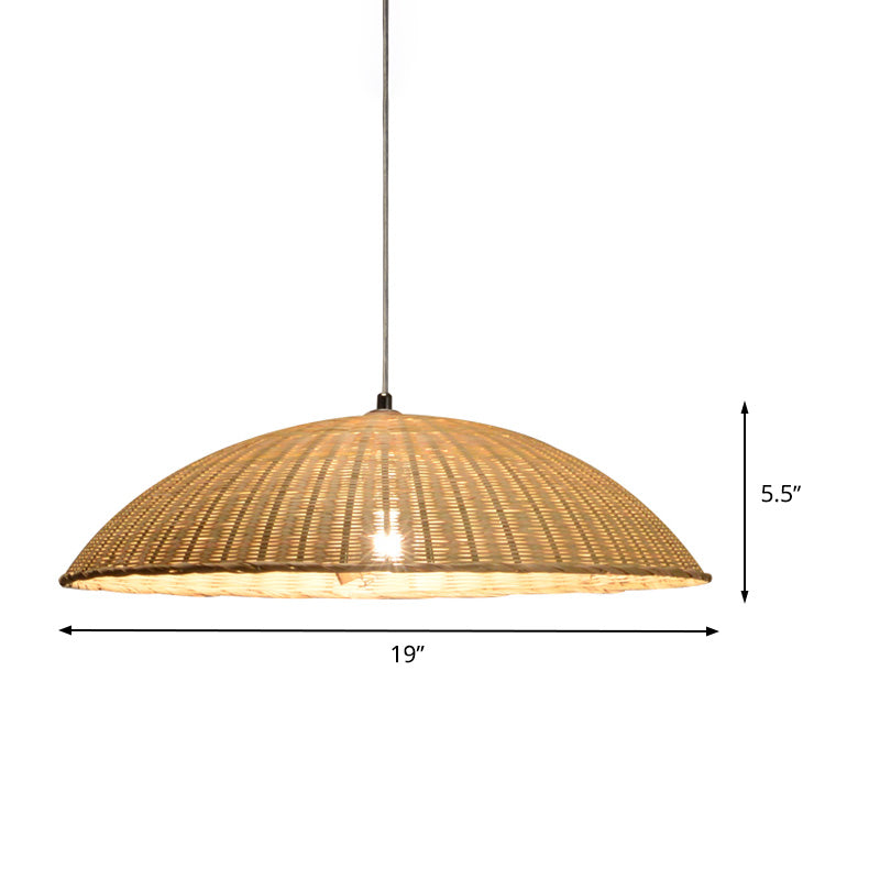 Domed plafondlamp Aziatische bamboe 1 hoofd vlashangende hanglamp voor woonkamer