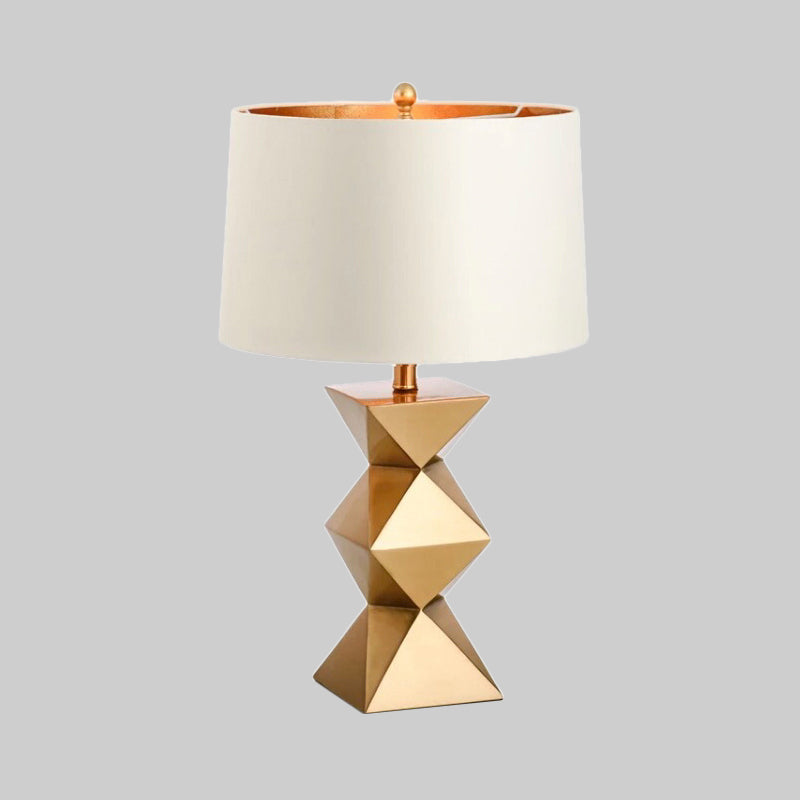 Drum Fabric Table Lamp Contemporary 1 Head White Reading Book Light for Bedroom