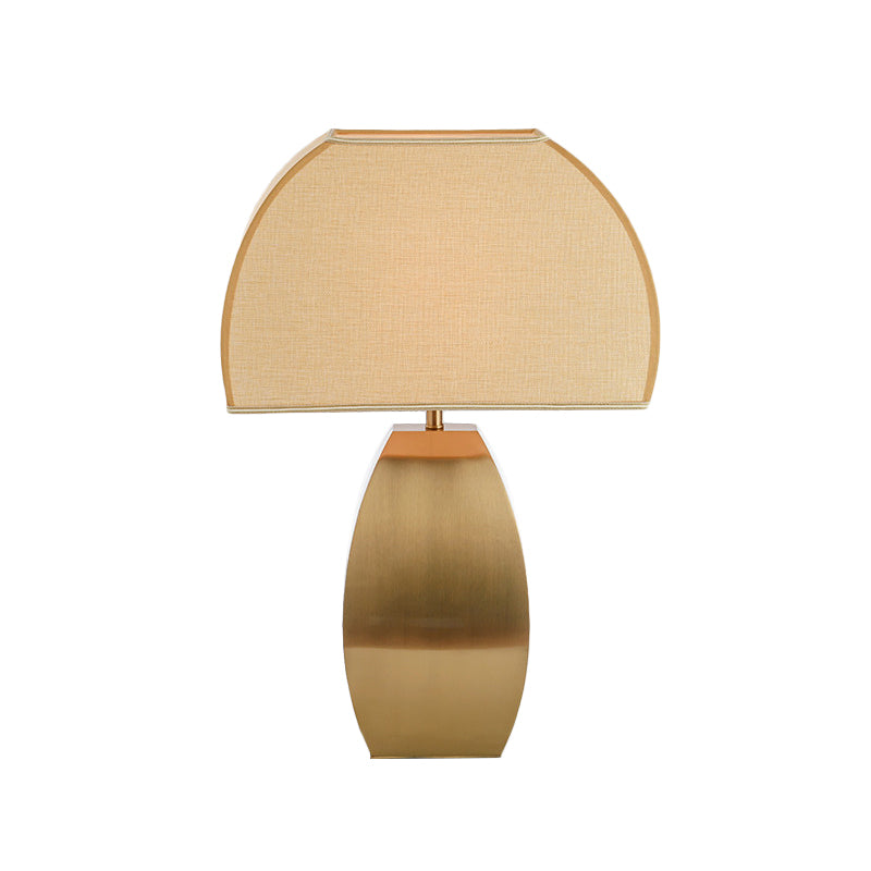 1 Head Shaded Task Light Modernism Fabric Small Desk Lamp in Gold with Metal Base