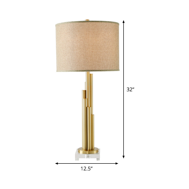 1 Bulb Dining Room Task Lamp Modernism Flaxen Reading Book Light with Drum Fabric Shade