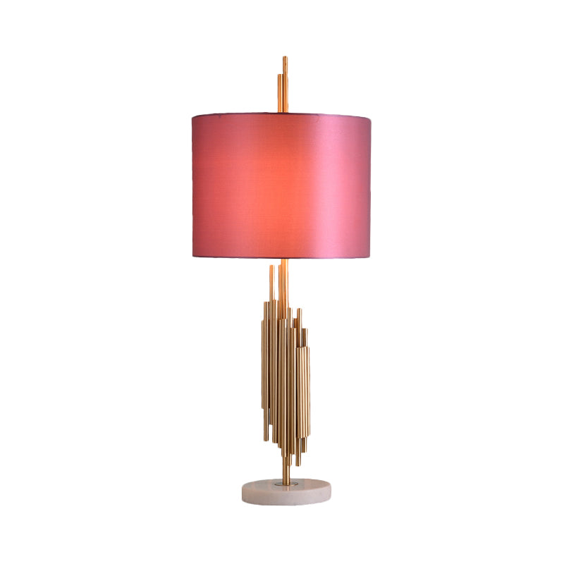 Lampada da comodino a sfumature dritti Tessuto modernismo 1 lampadina di lettura Luce in rosa