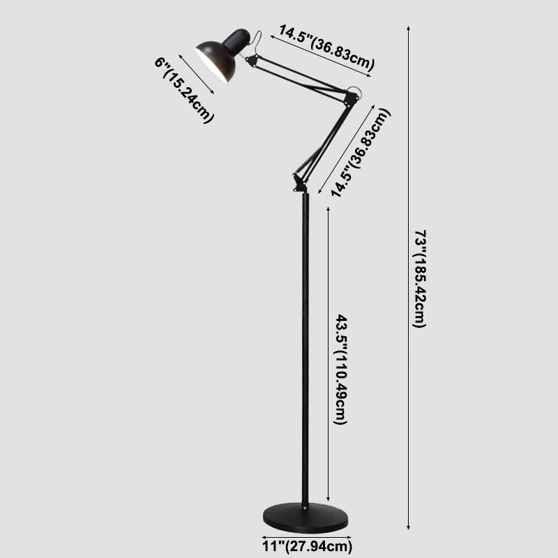 Tarea de tono de tazón de estilo macarrón Luz metálica de 1 bombilla Luz de piso con brazo oscilante