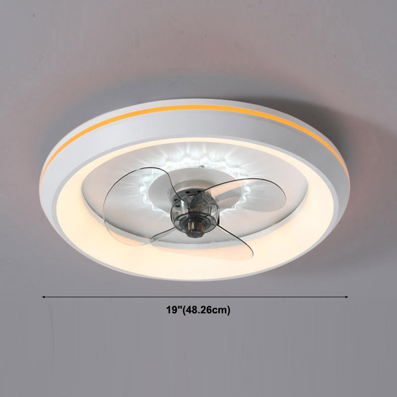 Circular Shade Bedroom Fan Light Fixture Acrylic Nordic Style LED Semi Flush Ceiling Light