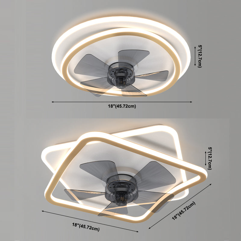 Luz de ventilador geométrico blanco y dorado estilo nórdico LED metal semi flanphushing luz de techo