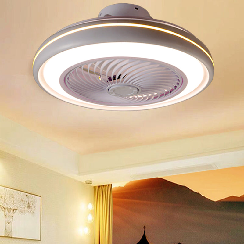 Round Fan Lamp Minimalist Acrylic Bedroom LED Semi-Flush Mount Ceiling Light