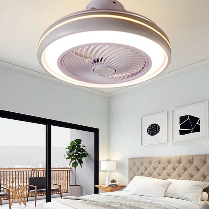 Round Fan Lamp Minimalist Acrylic Bedroom LED Semi-Flush Mount Ceiling Light