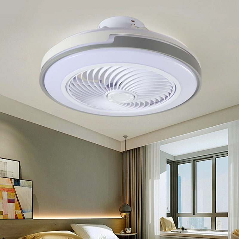 Round Fan Lamp Minimalist Acrylic Bedroom LED Semi-Flush Mount Ceiling Light