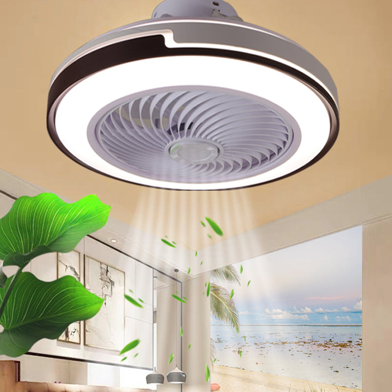 Round Fan Lamp Minimalist Acrylic Bedroom LED Semi-Flush Mount Ceiling Light